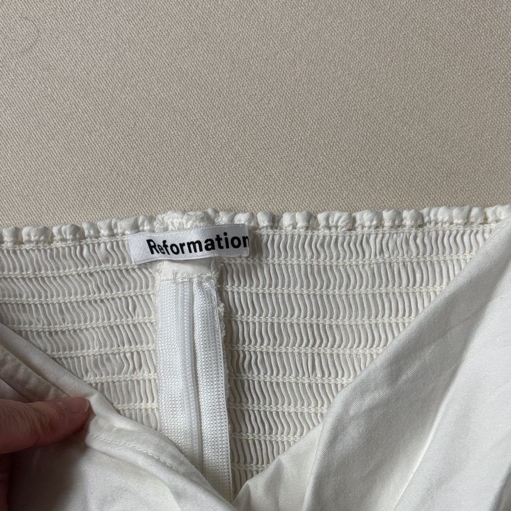 Reformation White Off-the-Shoulder Wrap Crop Top - Picture 2 of 3